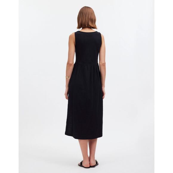 Madewell Knit Tank Midi Dress Black Minimalist Casual A Line Cotton Small NWT - Picture 5 of 16